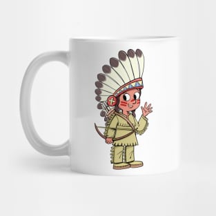 Indian chief with bow and plume on head Mug